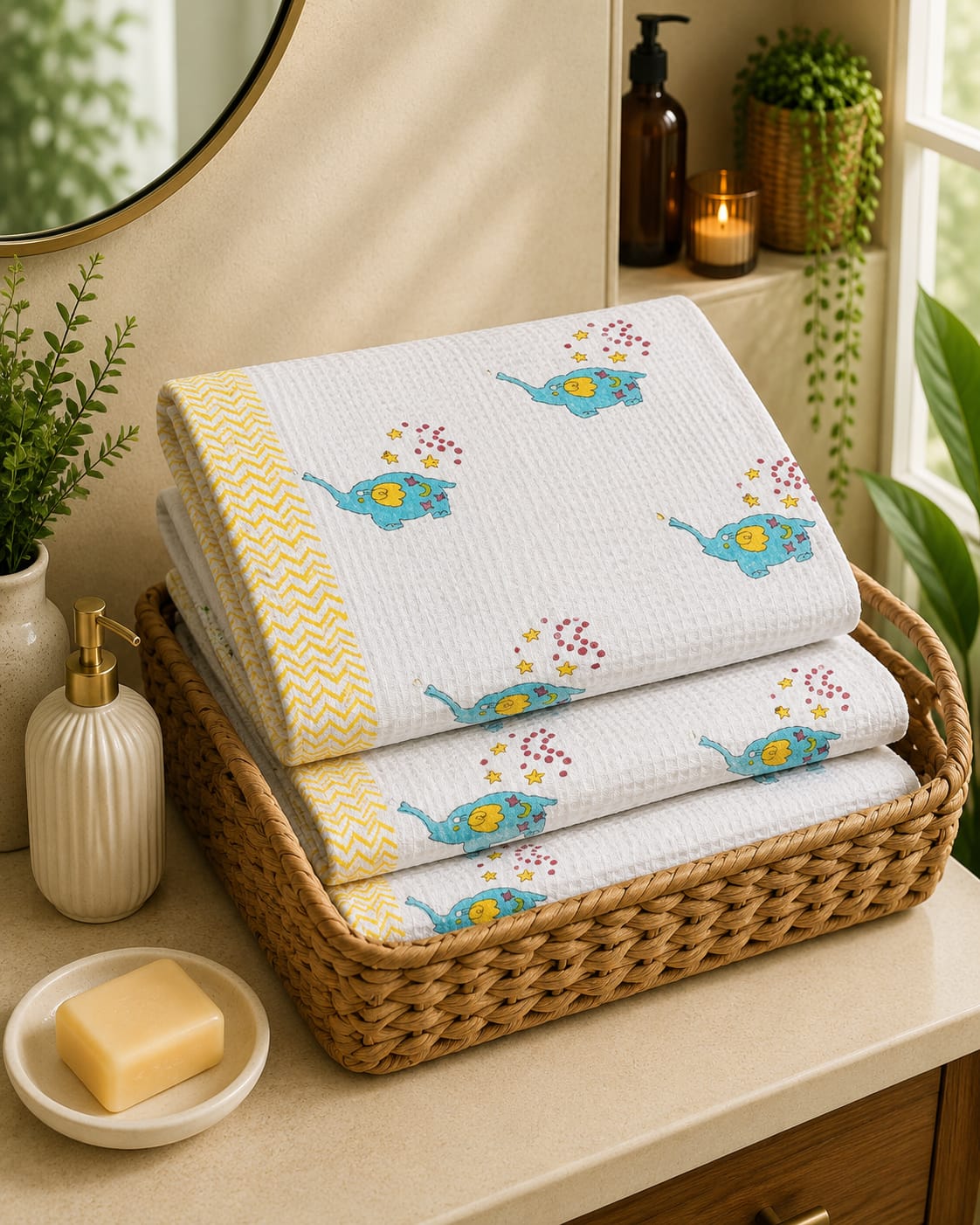 Starry Elephant Waffle Towel