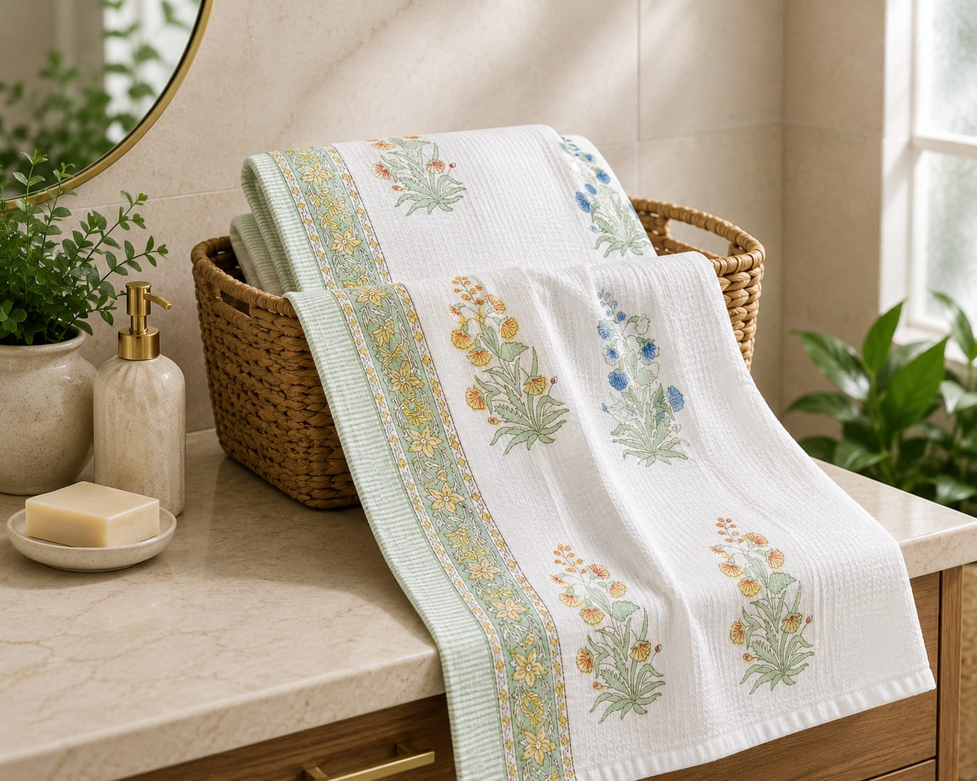 Garden Stem Waffle Towel