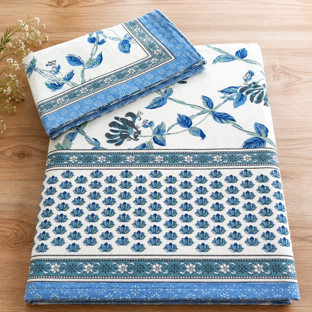 Neel Pushp Jaal 260 TC Cotton Bedsheet