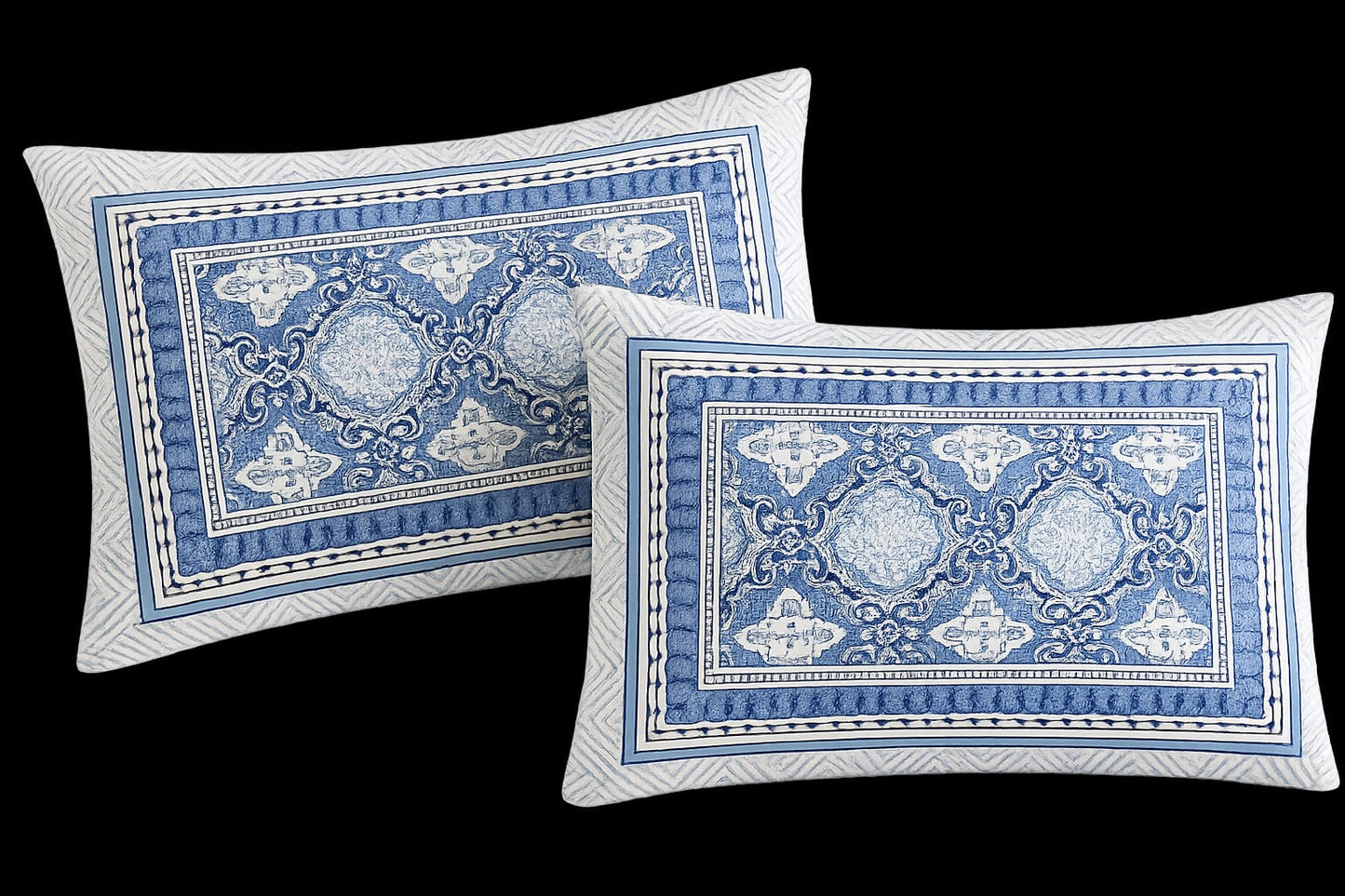 Blue Ornamental Medallion Cotton King Size Bedsheet Set with 2 Pillow Covers | 100% Cotton | 225x275 cm | ChapaSSyahii