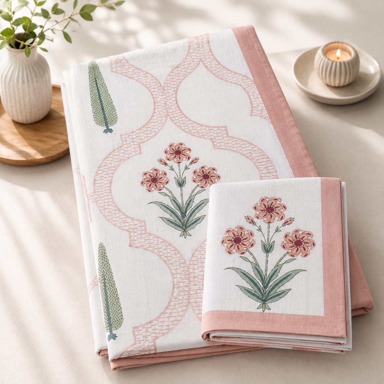 Suraj Vatika Pastel 260 TC Cotton Bedsheet