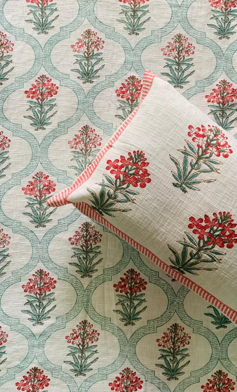 Blush Meadow - Blue with Pink Floral Print