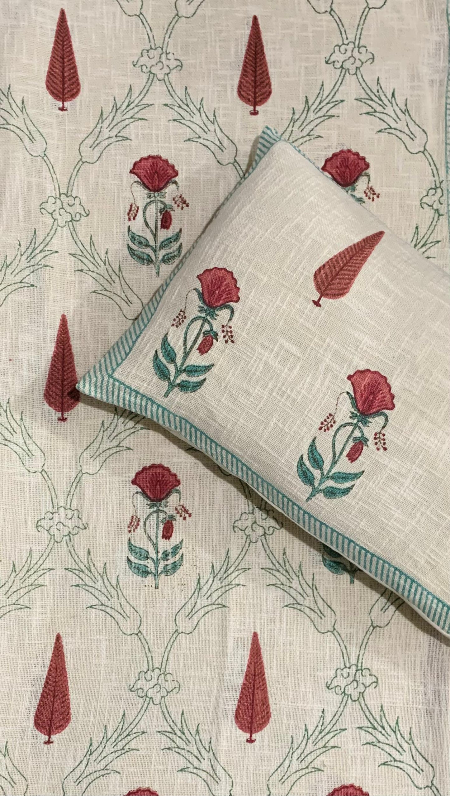 Ruby Garden - Cream with Red and Green Rose Bouquet