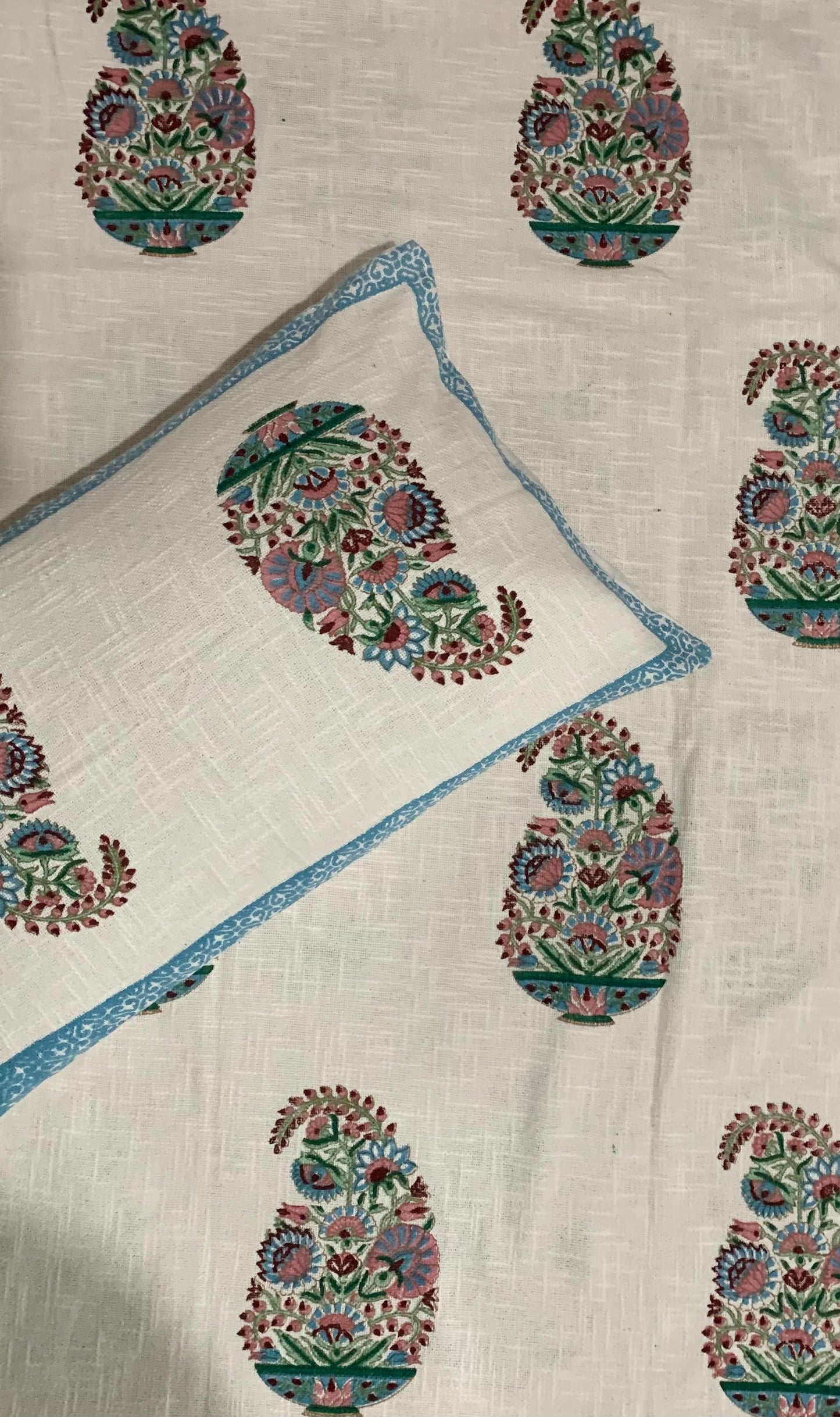 Paisley Paradise - Cream with Blue and Red Paisley