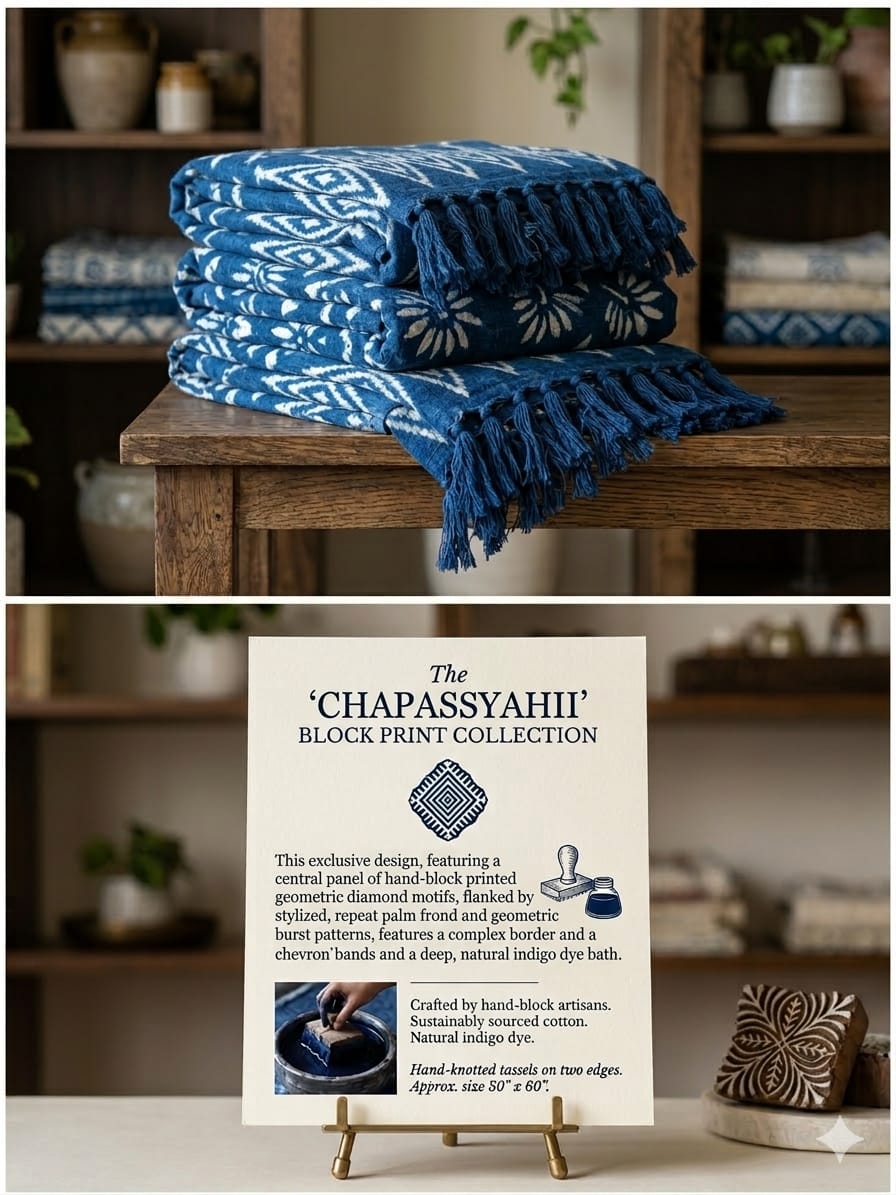 Indigo Blossom Throw - ChapaSsyahii