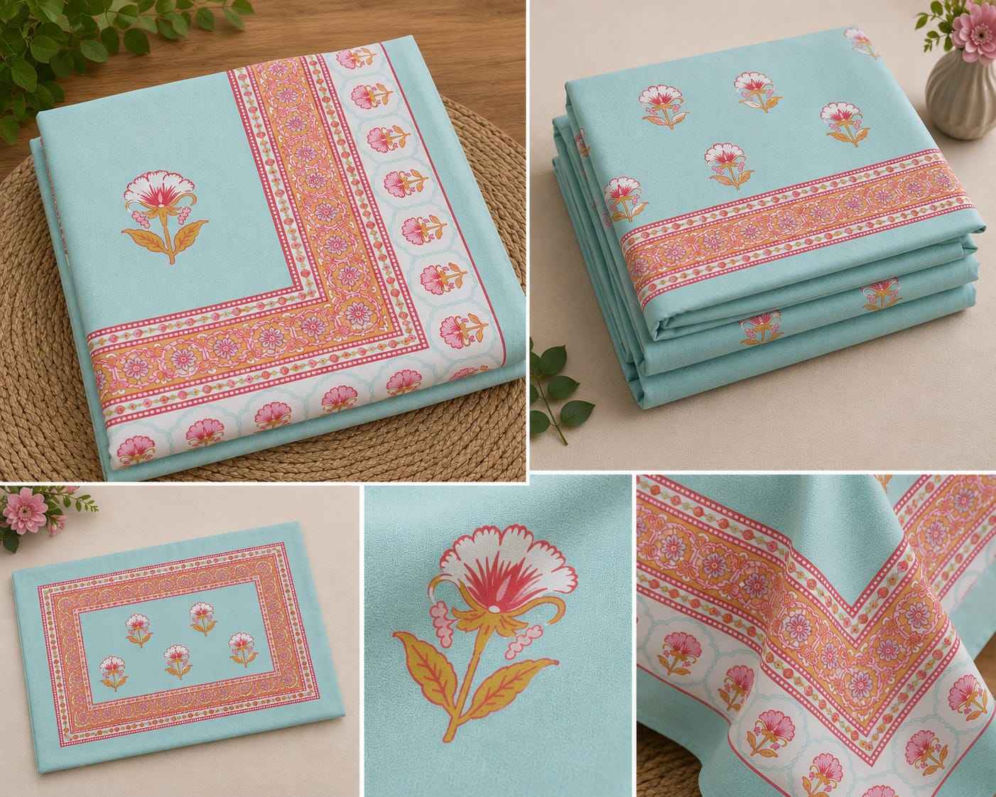 Aqua Petal Charm – Aqua Blue, Soft Pink & White