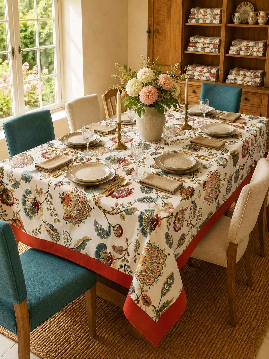 Rust Border Folk Floral