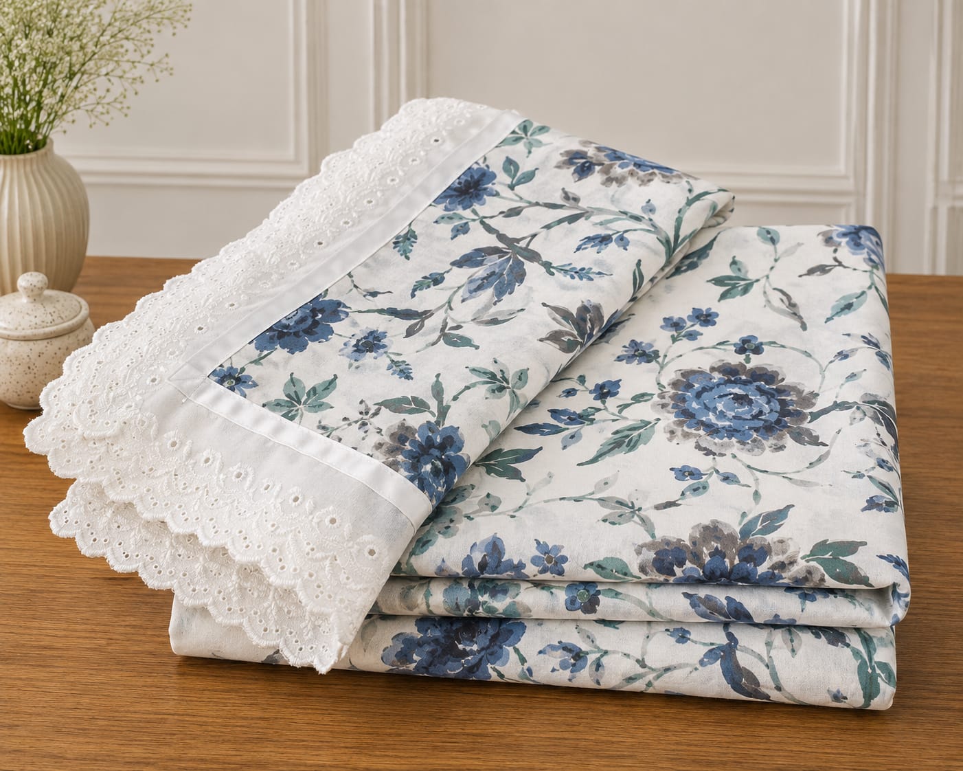 Oxford Blue Chintz - Cotton King Size Bedsheet - ChapaSSyahii