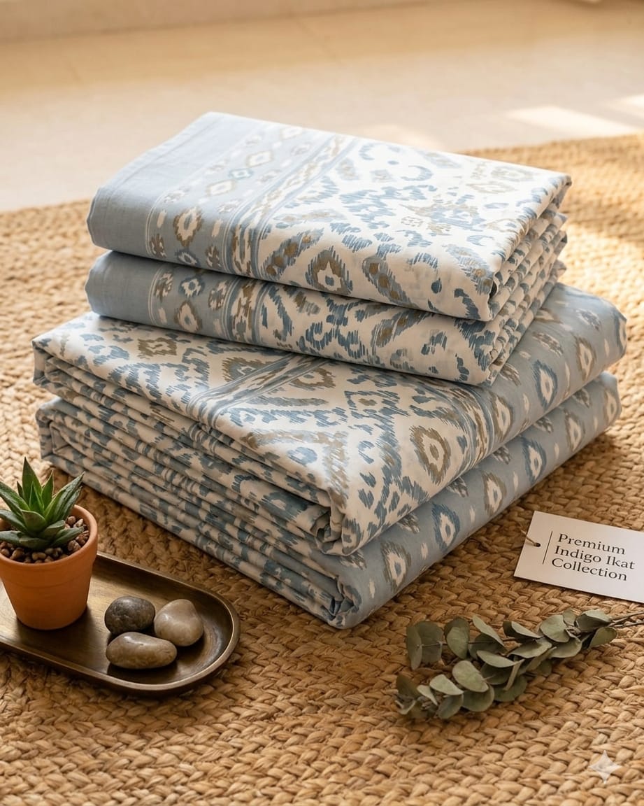 Grey Brown Ikkat Bedsheet - Bedsheet - ChapaSsyahii