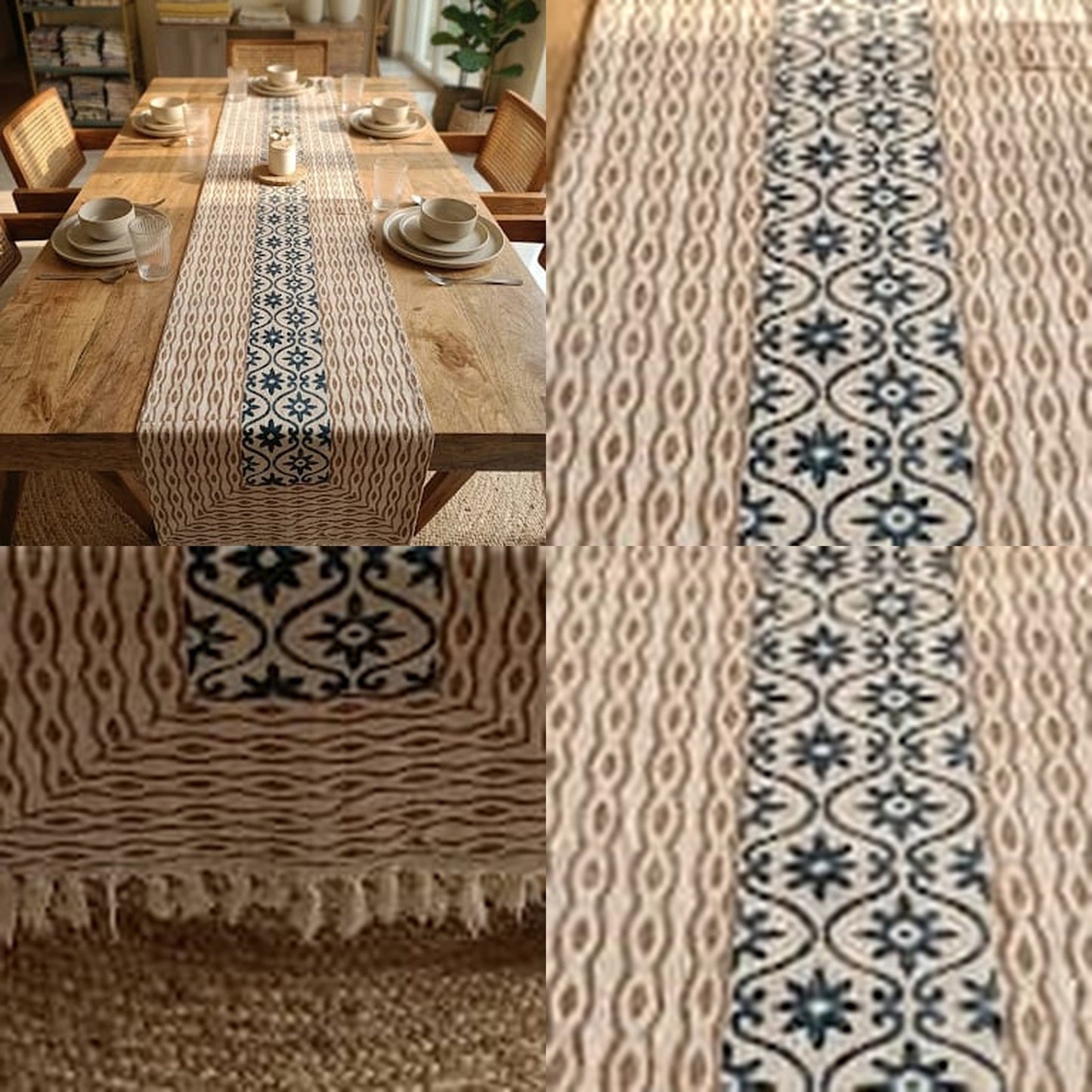 Indigo Vine Stripe - Table Runner - ChapaSsyahii