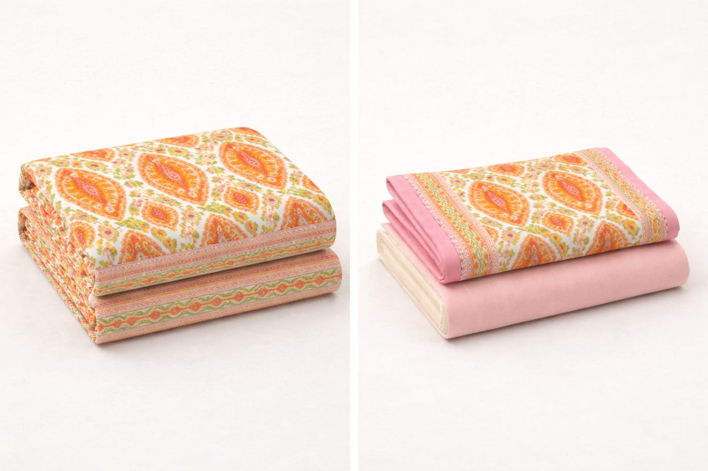 Peach Pink Ikkat Bedsheet - Bedsheet - ChapaSsyahii