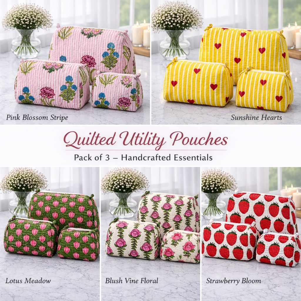 Quilted Utility Pouches – Pack of 3