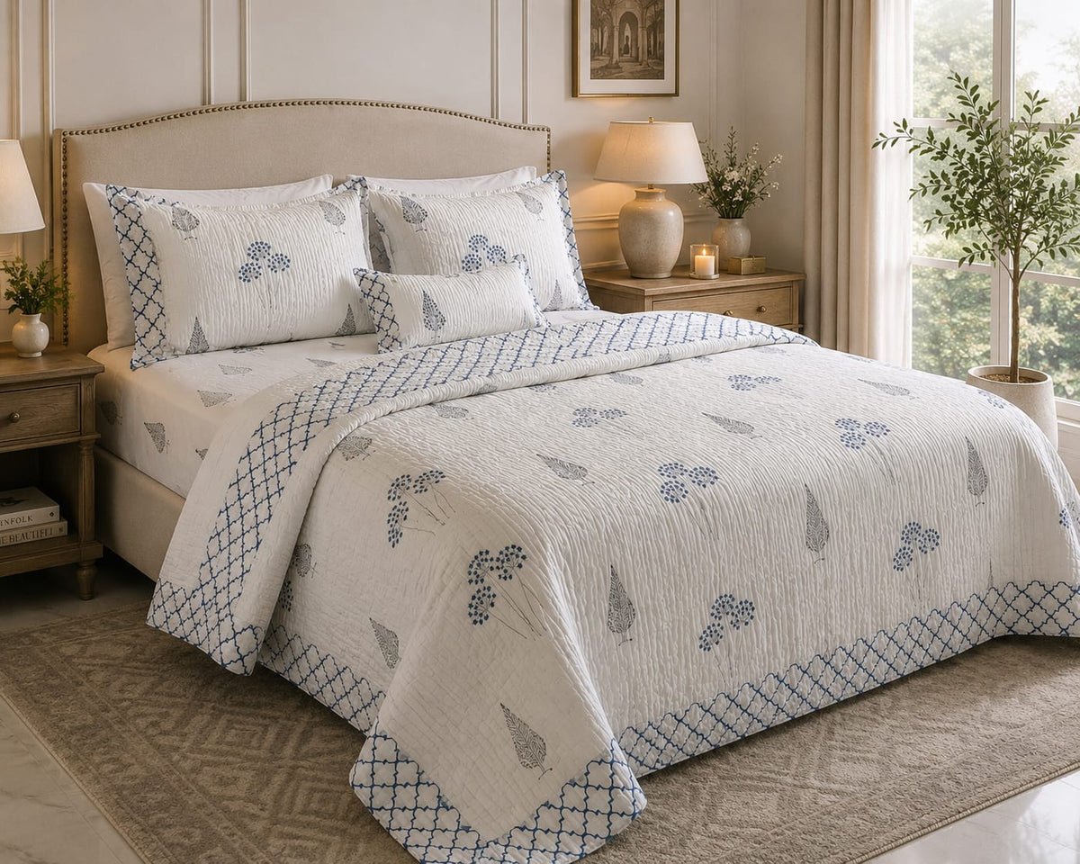 Premium Diwali gifts – handblock quilt and bedsheet set