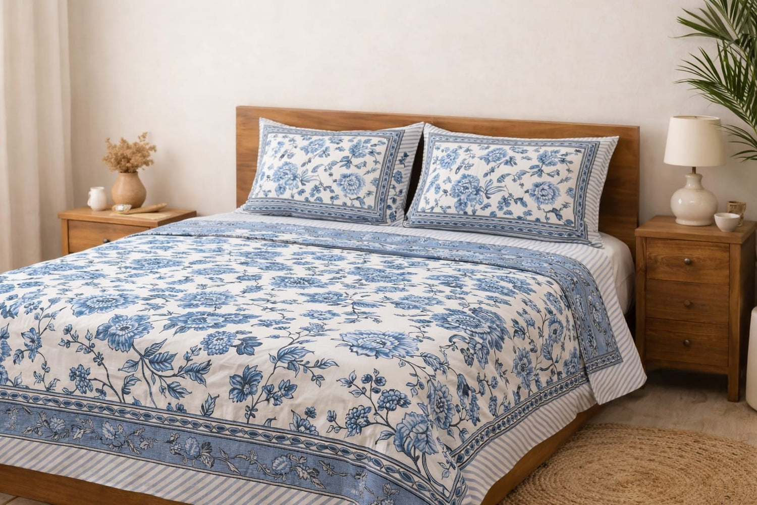 Premium Handblock Cotton Bedsheets (90X108) - ChapaSsyahii