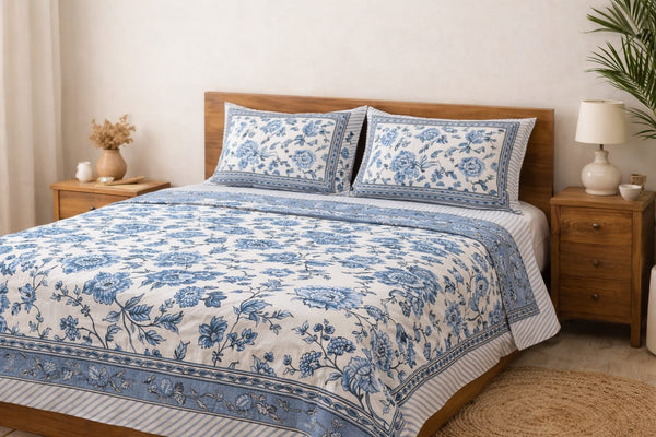 Premium Handblock Cotton Bedsheets (90X108) - ChapaSsyahii