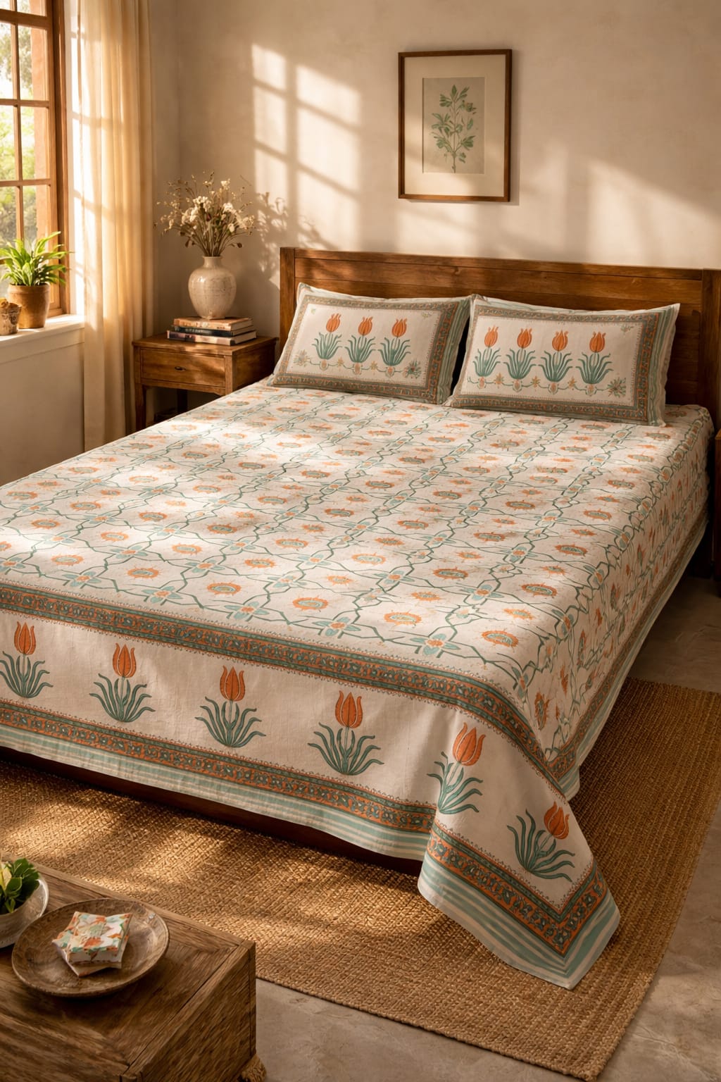 Vintage Handblock Cotton Bedsheets (90X108) - ChapaSsyahii