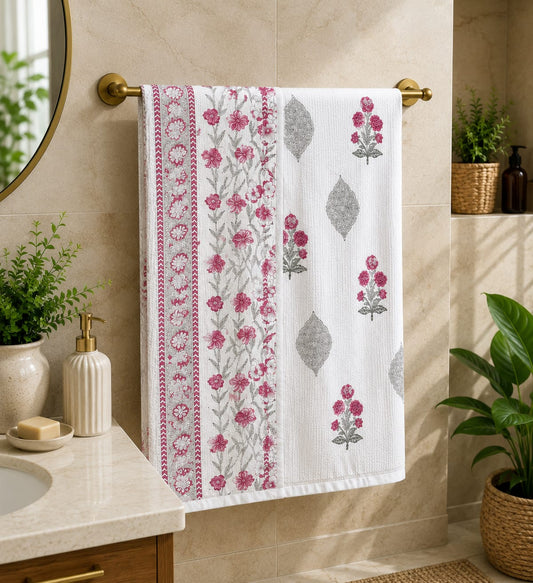 Pink Bloom Paisley Waffle Towel
