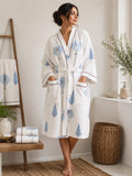 Blue Palm Grove Unisex Cotton Waffle Bathrobe