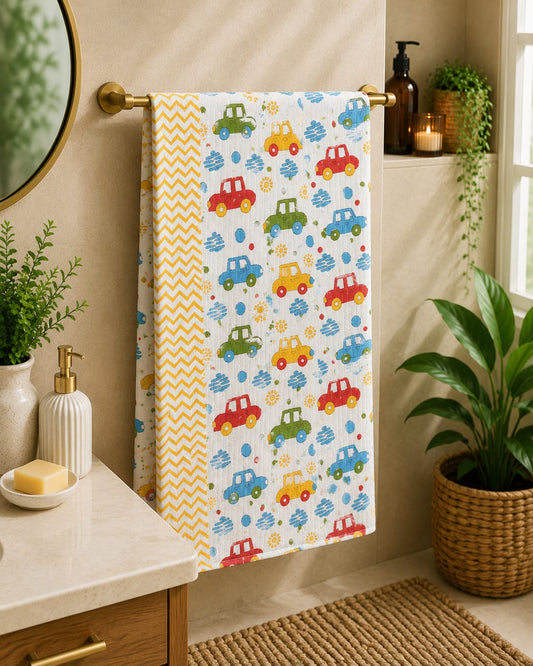 Car Race Waffle Towel