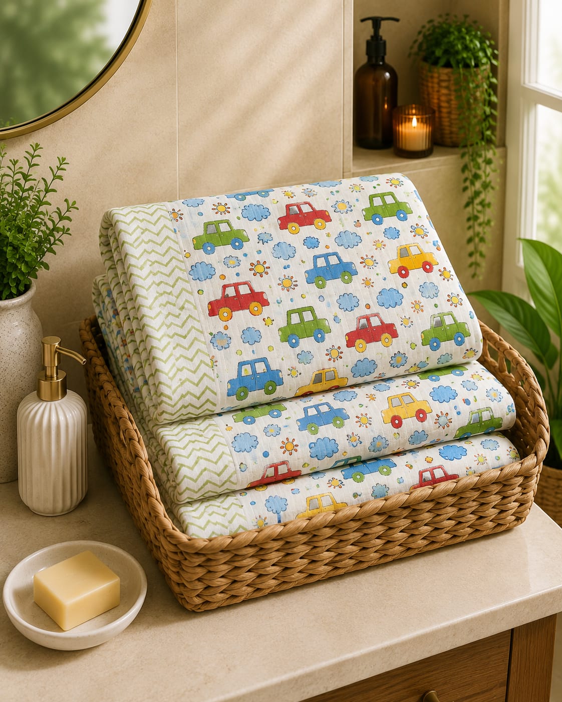 Car Race Waffle Towel