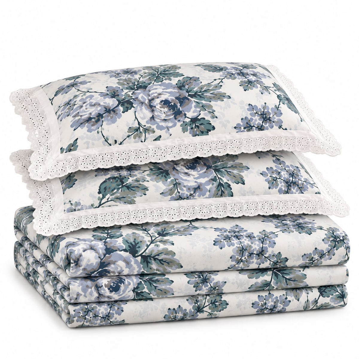 Cotswold Dove Rose - Cotton King Size Bedsheet - ChapaSSyahii - pillow stack
