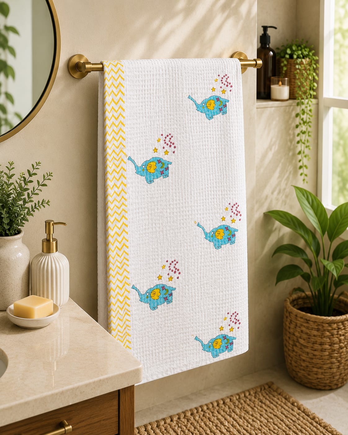 Starry Elephant Waffle Towel
