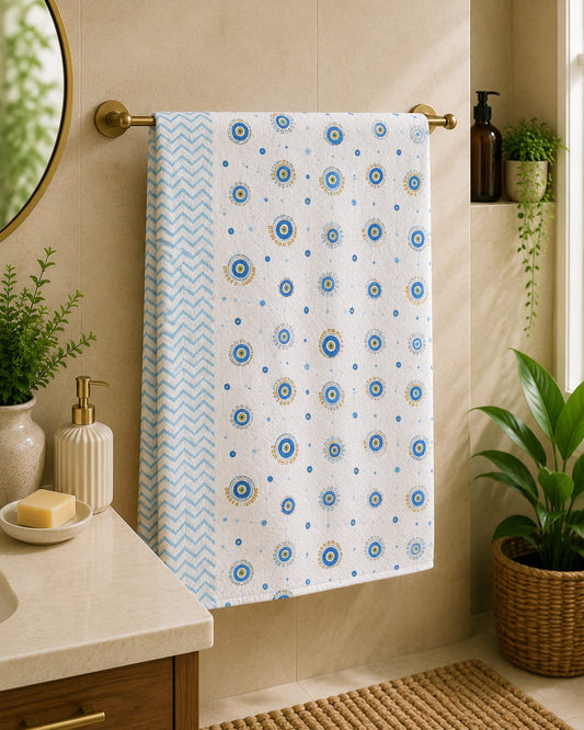 Blue Medallion Waffle Towel