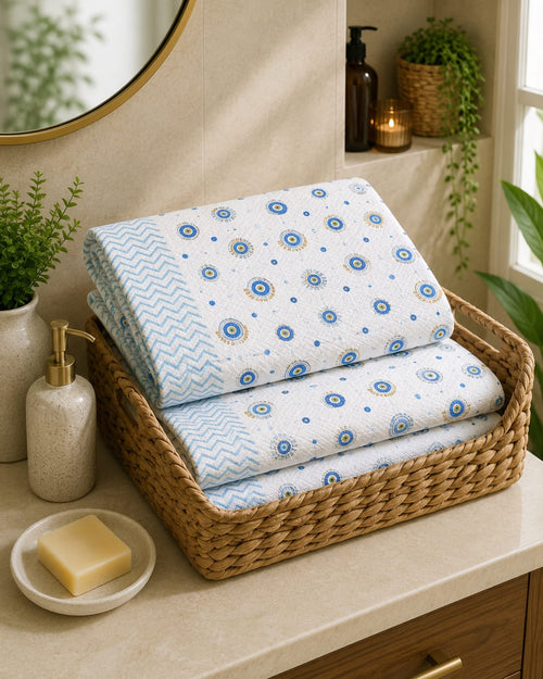 Blue Medallion Waffle Towel