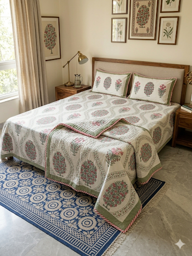 Gulbagh Buti Jaal Dohar and Bedsheet Combo