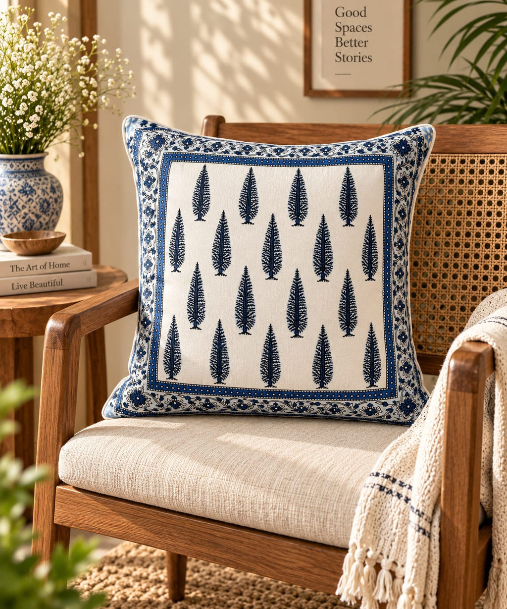 ChapaSsyahii Cushion Cover Set of 5 - Blue Cypress, chair lifestyle