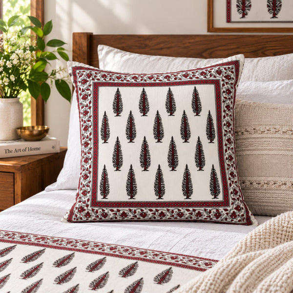ChapaSsyahii Cushion Cover Set of 5 - Red Cypress, bed lifestyle