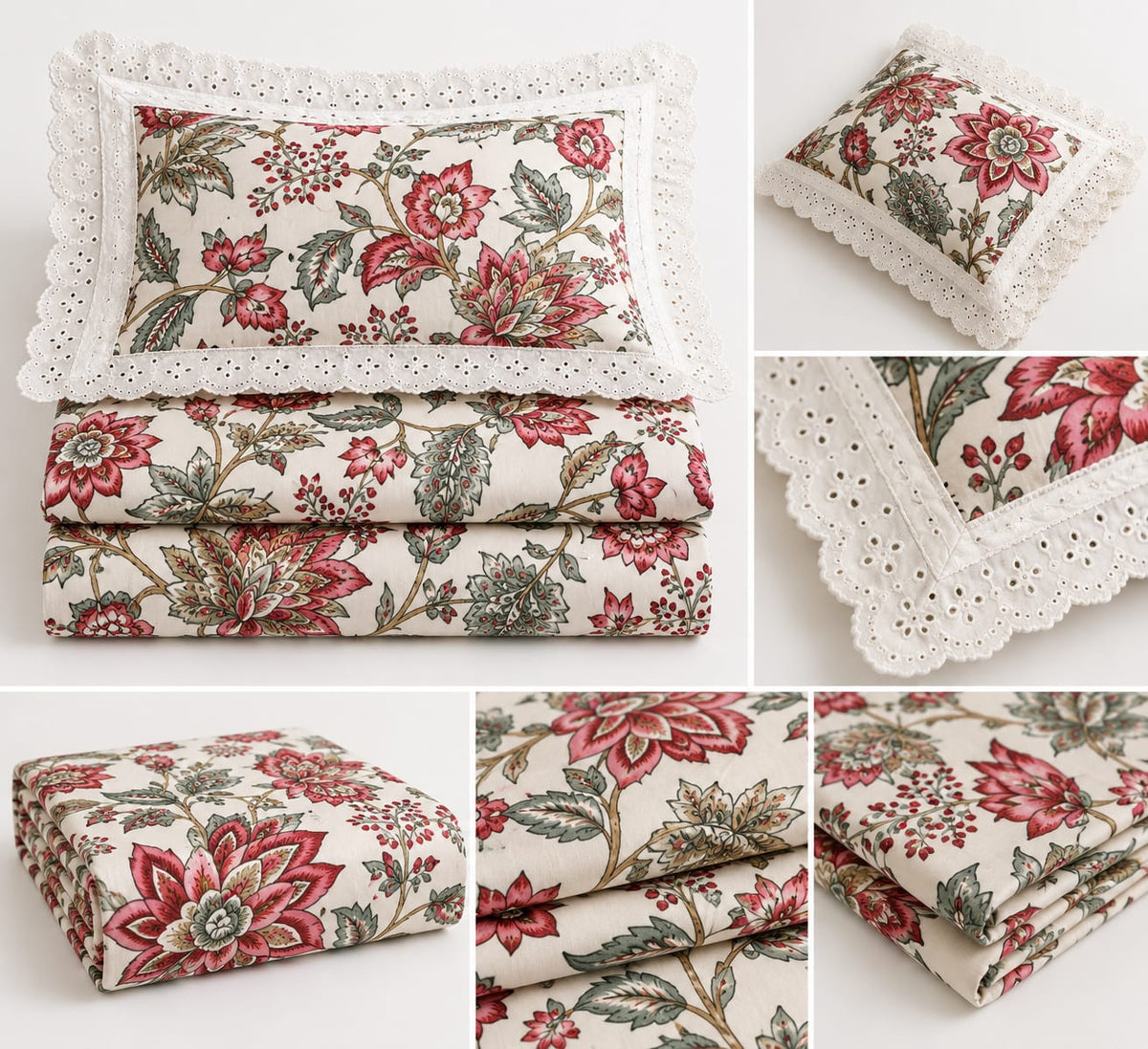 Sandringham Crimson Bird - Cotton King Size Bedsheet - ChapaSSyahii - folded stack