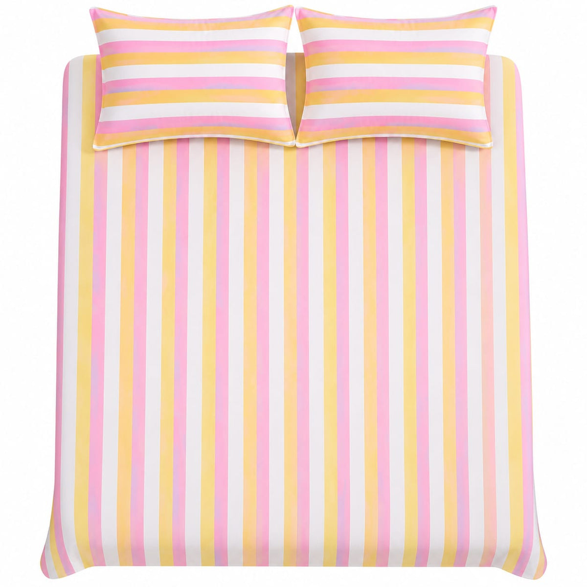 Blush Pink & Yellow Multistripe Handloom Bedsheet Set - ChapaSsyahii