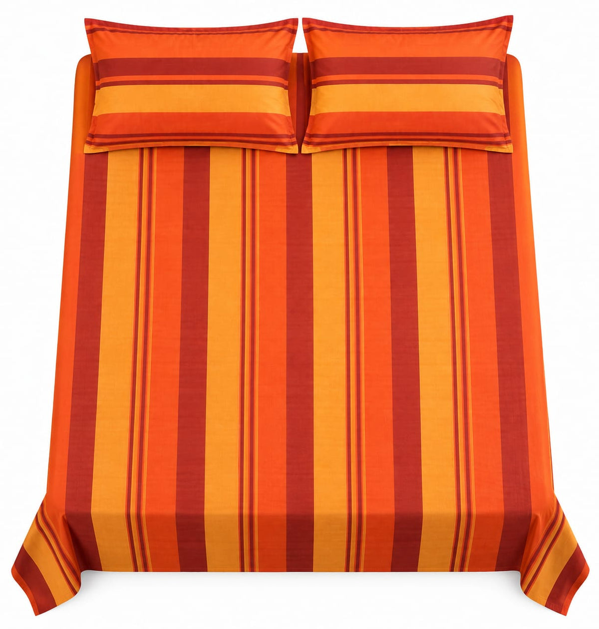 Rustic Orange & Maroon Multistripe Handloom Bedsheet Set - ChapaSsyahii