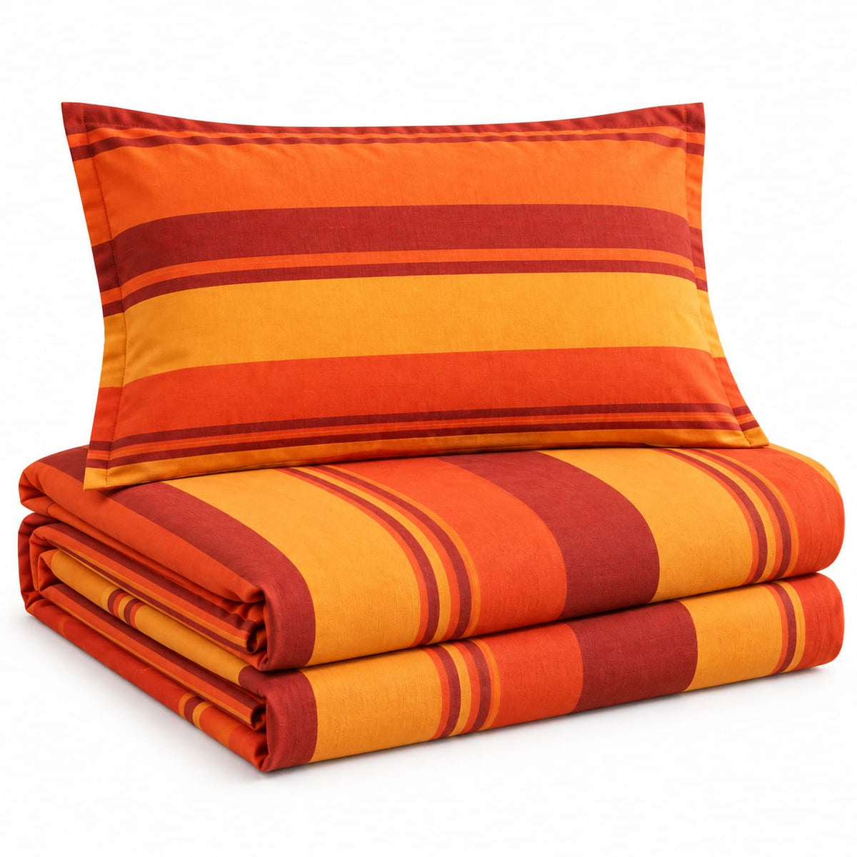 Rustic Orange & Maroon Multistripe Handloom Bedsheet Set - ChapaSsyahii