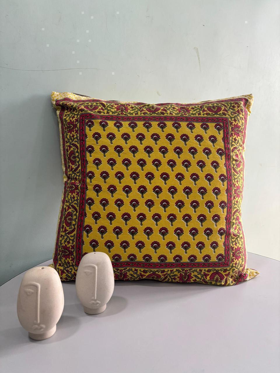 ChapaSsyahii Cushion Cover Set of 5 - Mustard Fan Buti, product photo