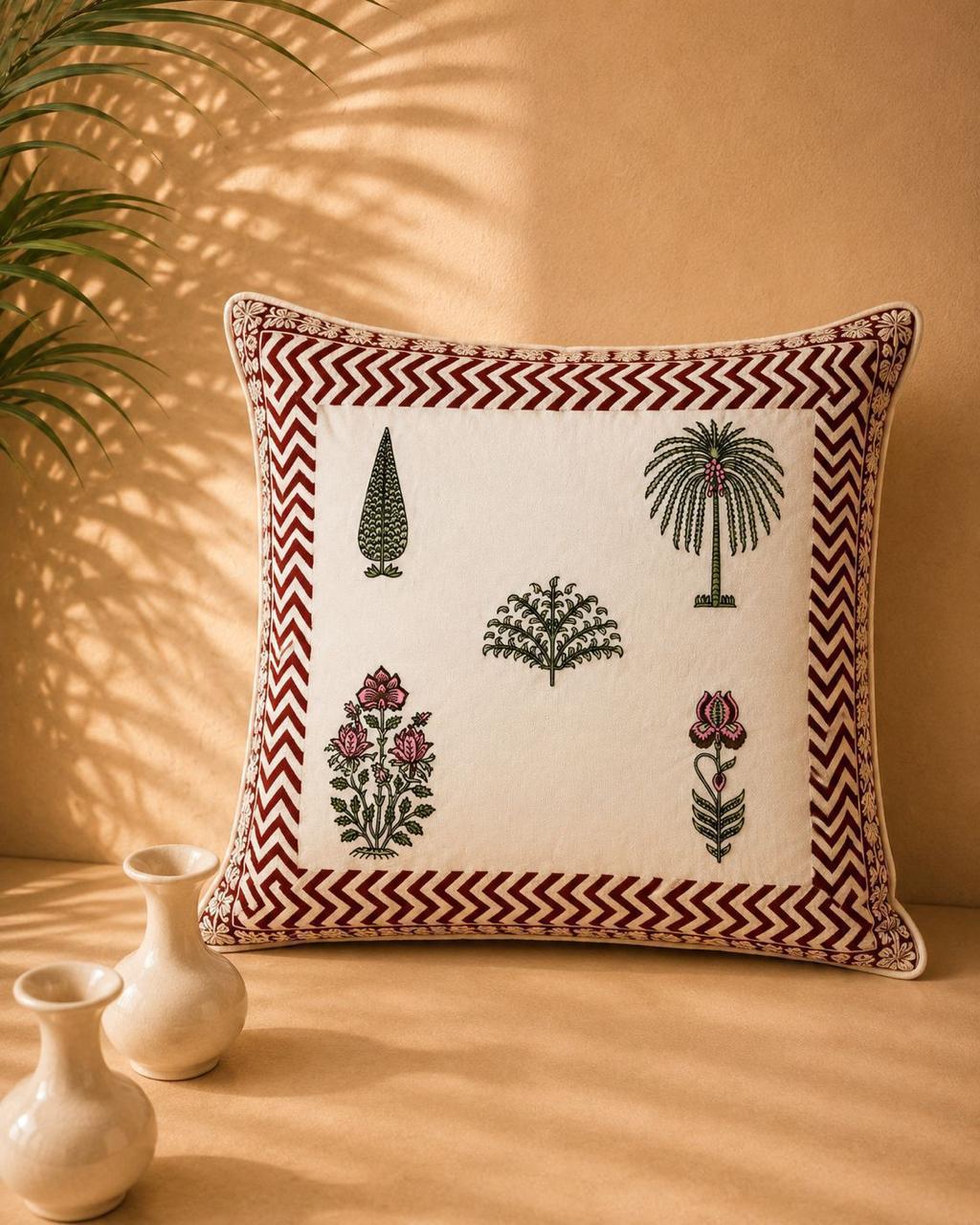 ChapaSsyahii Cushion Cover Set of 5 - Maroon Chevron Garden, styled photo
