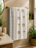 Mustard Elephant Umbrella Waffle Towel