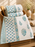 Aqua Paisley Bloom Waffle Towel