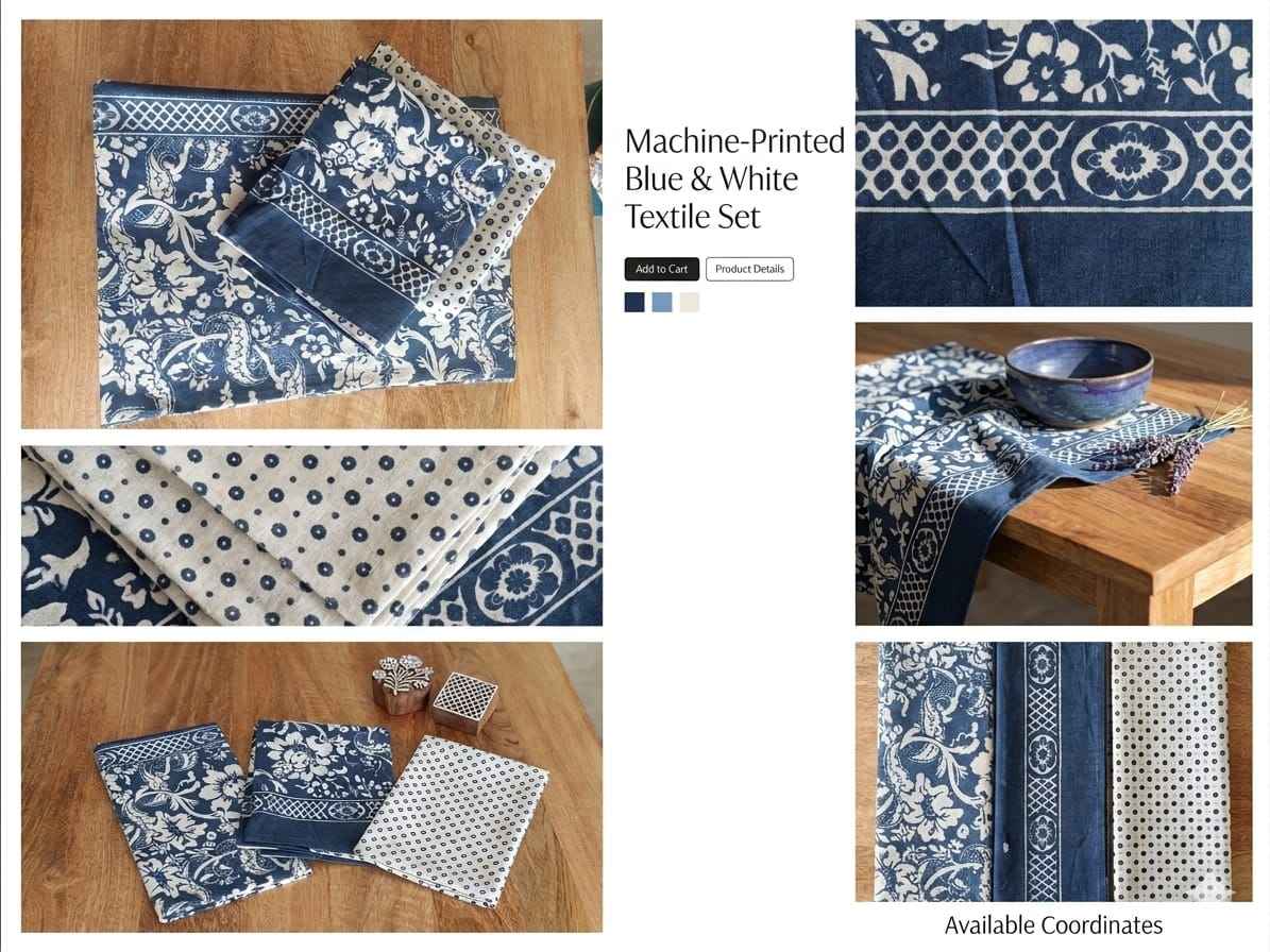 Indigo Floral Cotton King Size Bedsheet – Handblock Inspired Print | Premium Bedding