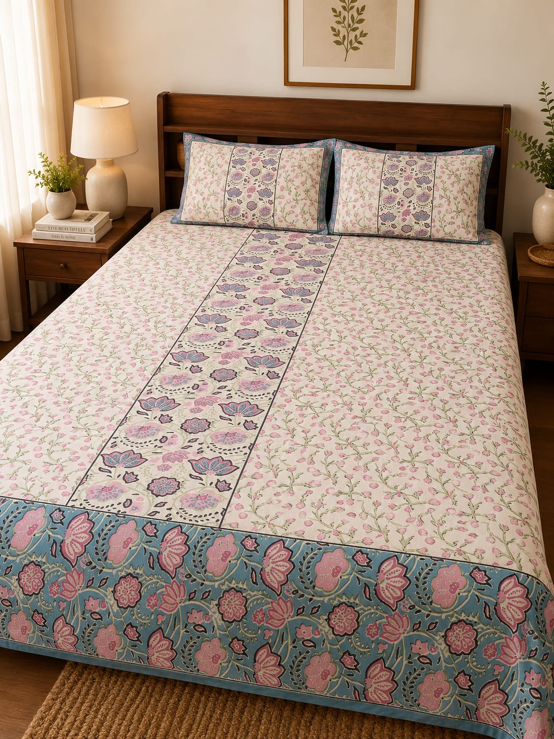 Gulnaar Bloom Luxe 260 TC Cotton Bedsheet