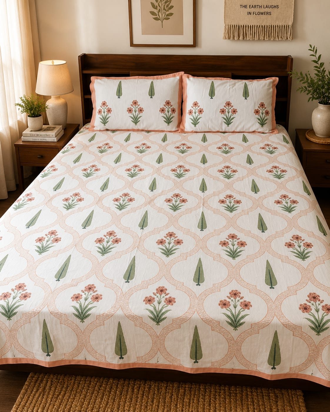 Suraj Vatika Pastel 260 TC Cotton Bedsheet