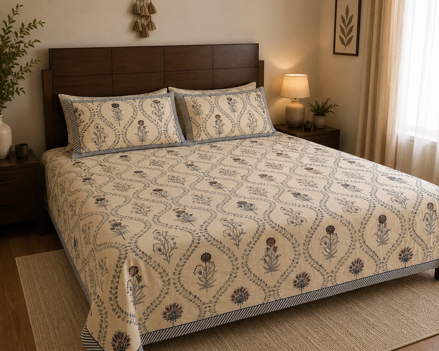 Neel Kashish Jaal 260 TC Cotton Bedsheet