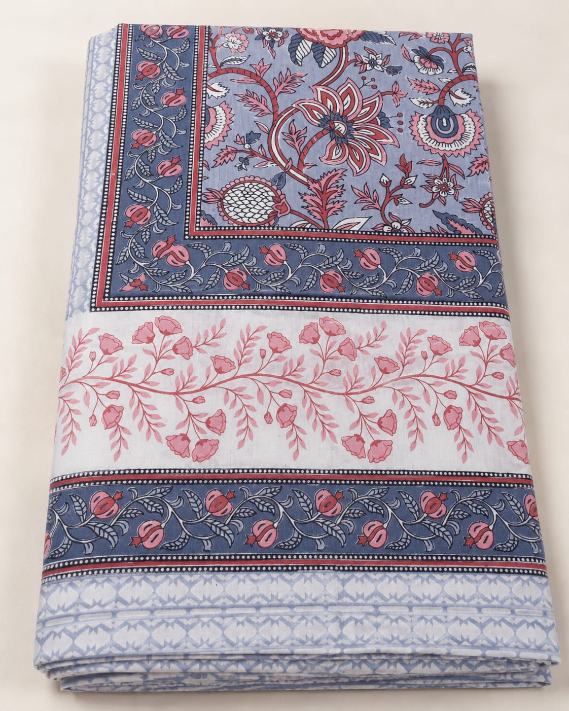 Grey Rose Floral Cotton King Size Bedsheet Set