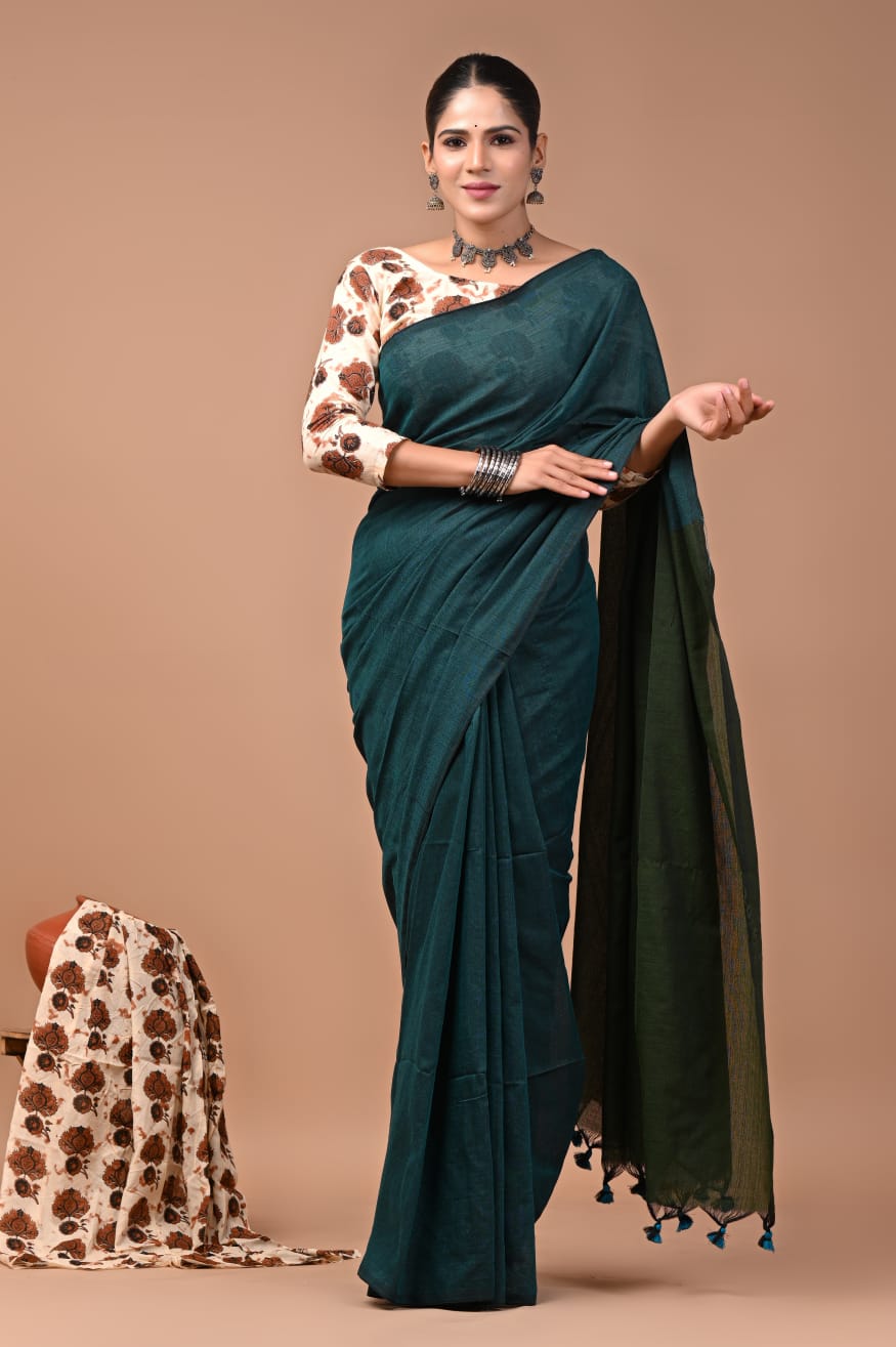 Vibrant Teal Delight Saree