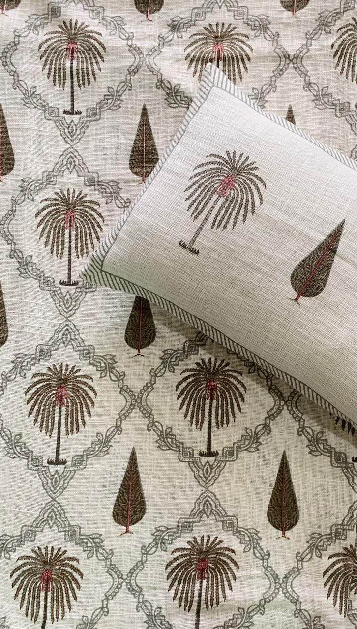 Tropical Breeze - Gray with Palm Tree Print