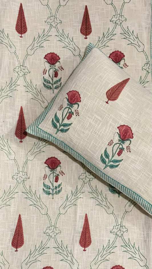 Ruby Garden - Cream with Red and Green Rose Bouquet