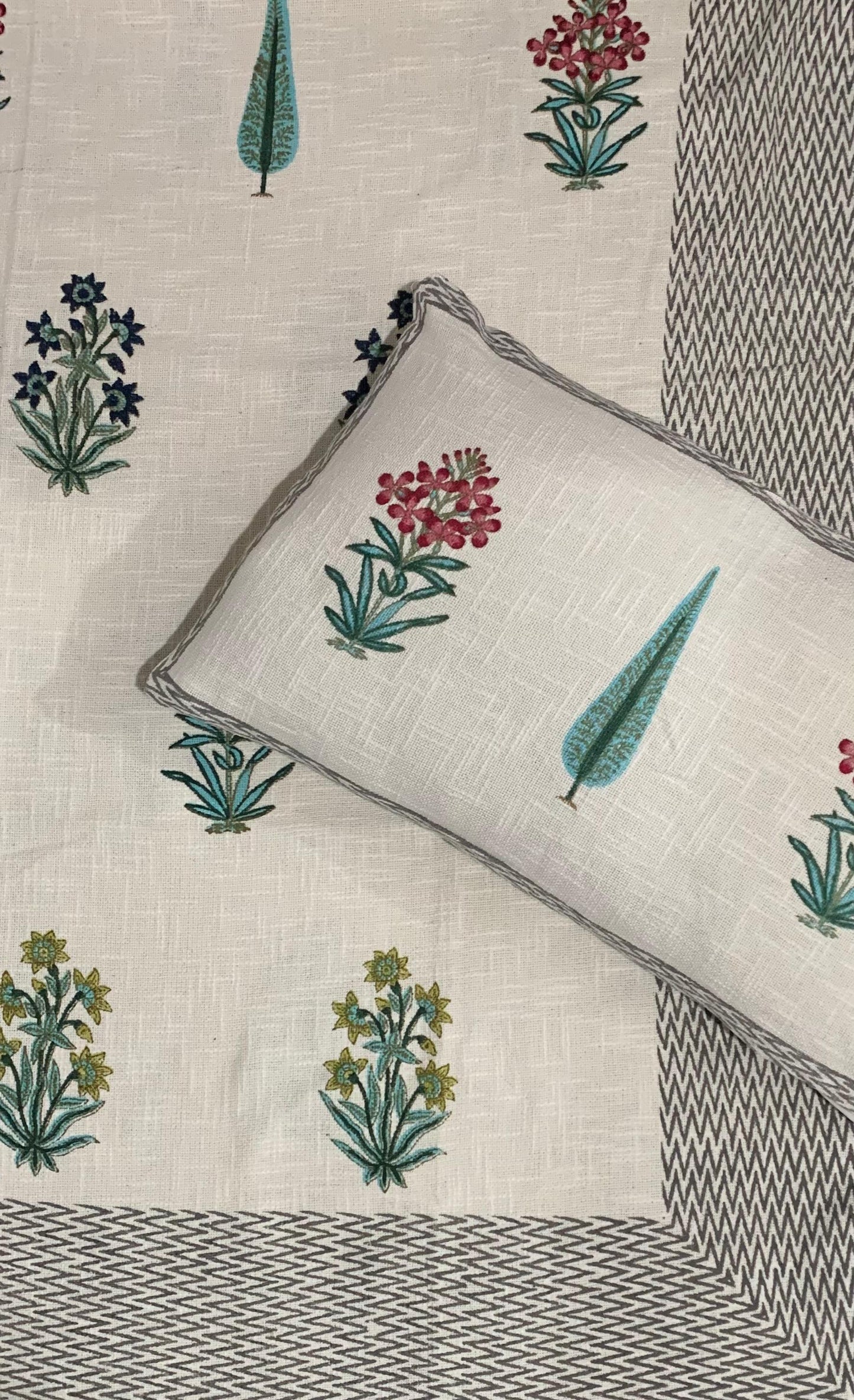 Woodland Wonder - Cream with Red and Blue Forest Floral