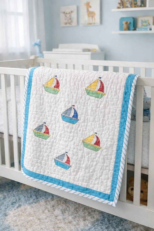 Multi Sailboat Pattern (Sky Blue Border) - ChapaSsyahii