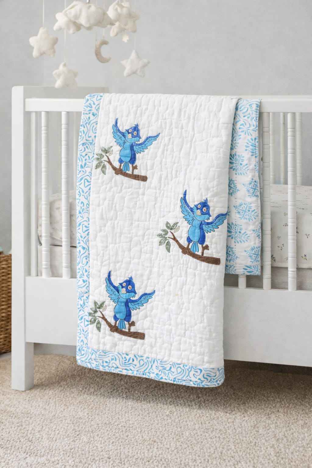 Blue Owl - Sky Blue Floral Border - ChapaSsyahii